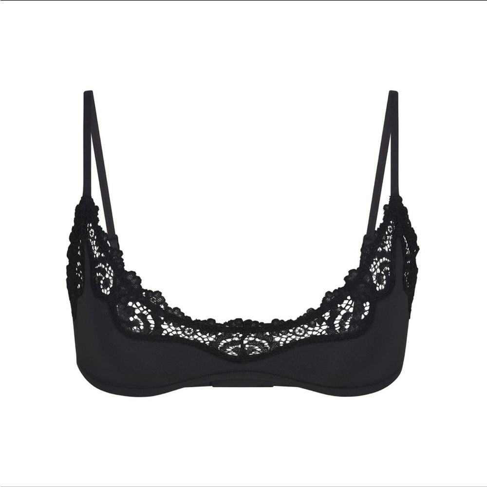 BNWT Skims Fits Everybody Lace Scoop Bralette Onyx M